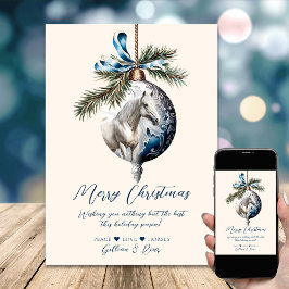 Tarjeta Festiva Elegantes Navidades azules hípicos hípicos