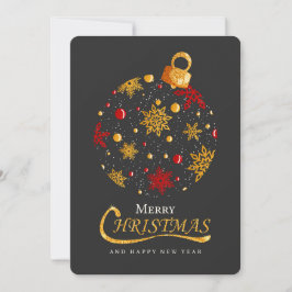 Tarjeta Festiva Elegantes Navidades Bauble Snowflake Gold Purpurin