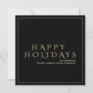 Tarjeta Festiva Elegantes Navidades Black Gold Felices Fiestas