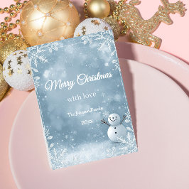 Tarjeta Festiva Elegantes Navidades blancos y azules escarados sal