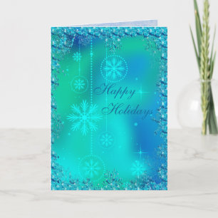 Tarjeta Festiva Elegantes Navidades Blue Snowflakes & Sequins