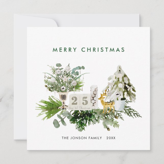 Tarjeta Festiva Elegantes Navidades bohemias componen el saludo (Anverso)