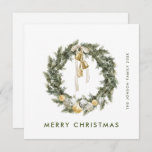 Tarjeta Festiva Elegantes Navidades bohemias Pine Wreath Greet<br><div class="desc">Puedes cambiar el color de las palabras "Feliz Navidad". Puedes hacerlo en el editor de Zazzle,  no dudes en contactarme si necesitas detalles sobre cómo hacerlo,  o si necesitas cualquier otra ayuda o artículo nuevo. Respondo pronto.</div>