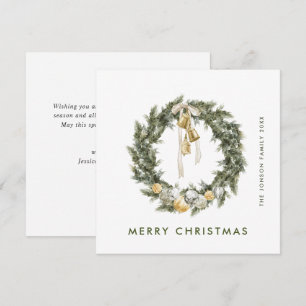 Tarjeta Festiva Elegantes Navidades bohemias Pine Wreath Greet