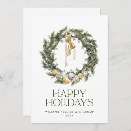 Tarjeta Festiva Elegantes Navidades bohemias Wreath Greeting Compa