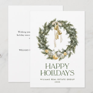 Tarjeta Festiva Elegantes Navidades bohemias Wreath Greeting Compa