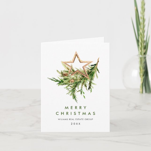 Tarjeta Festiva Elegantes Navidades bohemios Composición Corporati (Anverso)