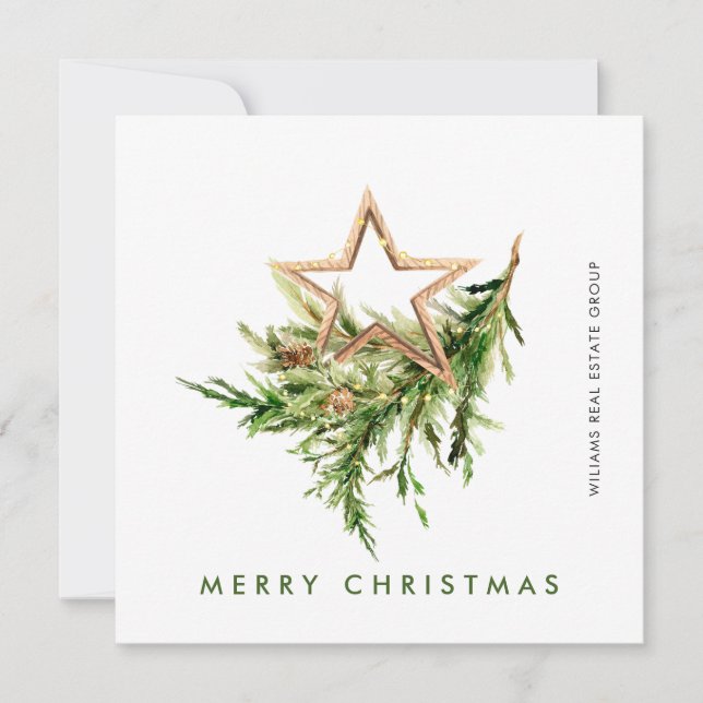 Tarjeta Festiva Elegantes Navidades bohemios Composición Corporati (Anverso)