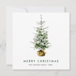 Tarjeta Festiva Elegantes Navidades bohemios saludo en árbol de pi