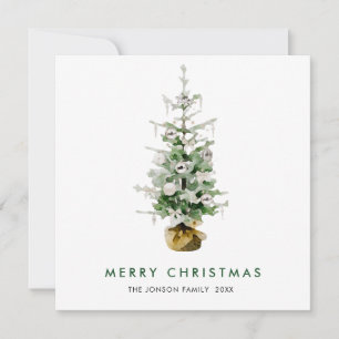 Tarjeta Festiva Elegantes Navidades bohemios saludo en árbol de pi