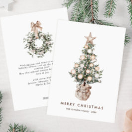 Tarjeta Festiva Elegantes Navidades bohemios saludo en árbol de pi