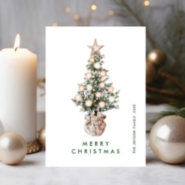 Tarjeta Festiva Elegantes Navidades bohemios saludo en árbol de pi