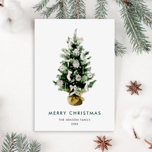 Tarjeta Festiva Elegantes Navidades bohemios saludo en árbol de pi