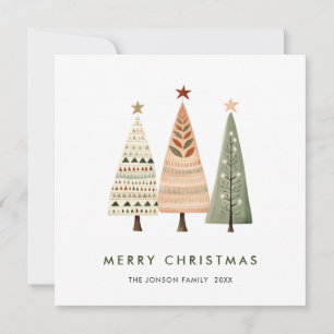 Tarjeta Festiva Elegantes Navidades bohemios saludo en árbol de pi