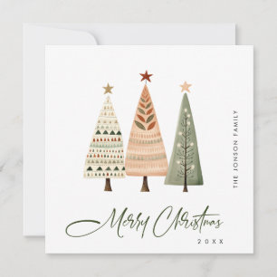 Tarjeta Festiva Elegantes Navidades bohemios saludo en árbol de pi