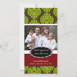 Tarjeta Festiva Elegantes Navidades Brown Damask