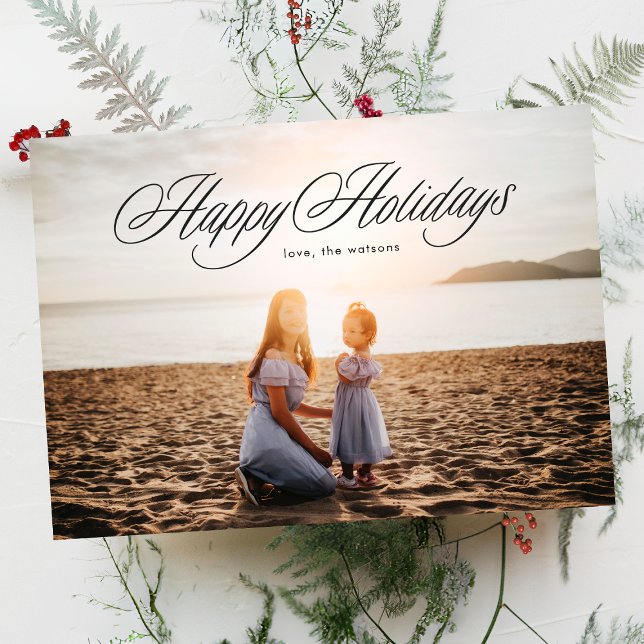 Tarjeta Festiva Elegantes Navidades Caligrafía Foto Feliz (Subido por el creador)