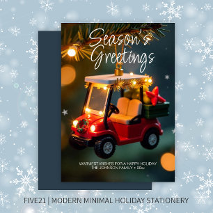 Tarjeta Festiva Elegantes Navidades Carro de Golf Ornament ・ Armad