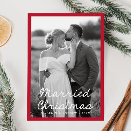 Tarjeta Festiva Elegantes Navidades casados guión rojo 2 foto