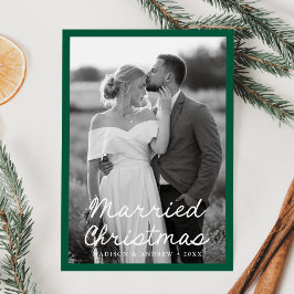 Tarjeta Festiva Elegantes Navidades casados guión verde 2 foto