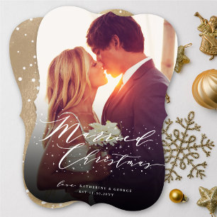Tarjeta Festiva Elegantes Navidades casados paralizan a Boda de fo