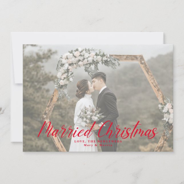 Tarjeta Festiva Elegantes Navidades casados recién casados Foto fe (Anverso)