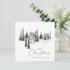 Tarjeta Festiva Elegantes Navidades clásicos Winter Forest Corpora