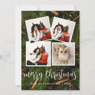 Tarjeta Festiva Elegantes Navidades Collage de fotos Floral Famili