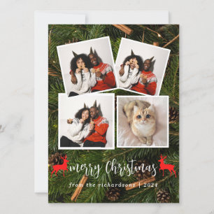 Tarjeta Festiva Elegantes Navidades Collage de fotos Floral Famili