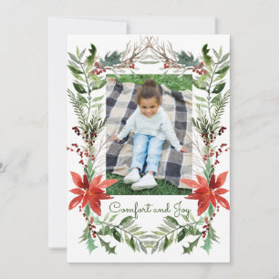 Tarjeta Festiva Elegantes Navidades Comodidad Floral y Joy Photo