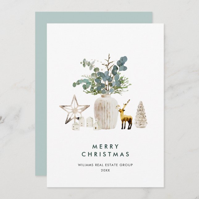 Tarjeta Festiva Elegantes Navidades Composición Saludo Corporativo (Anverso / Reverso)