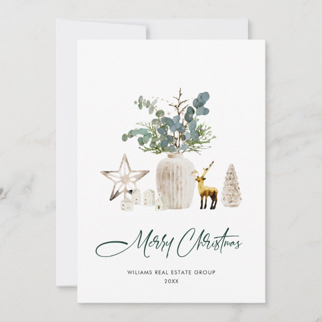 Tarjeta Festiva Elegantes Navidades Composición Saludo Corporativo (Anverso)