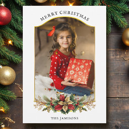 Tarjeta Festiva Elegantes Navidades con arcos florales