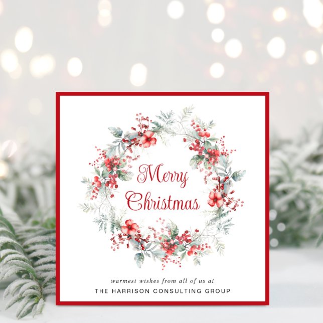 Tarjeta Festiva Elegantes Navidades corporativos de Business Wreat (Spread the joy of the season and strengthen business relationships with our elegant Christmas card)
