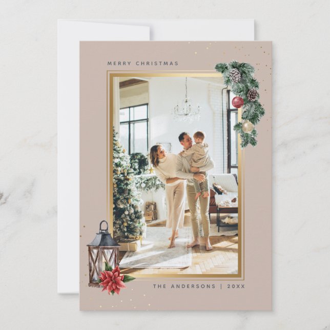 Tarjeta Festiva Elegantes Navidades de acuarela (Anverso)