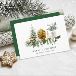 Tarjeta Festiva Elegantes Navidades de acuarela Composición Saludo