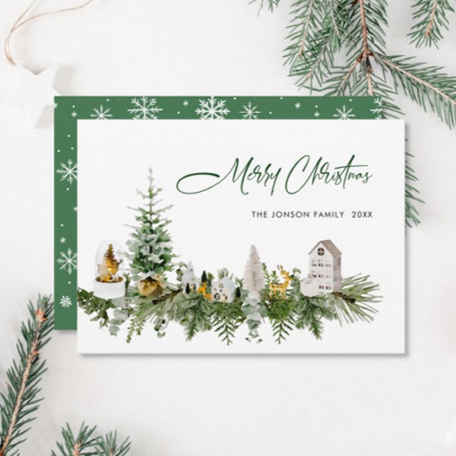 Tarjeta Festiva Elegantes Navidades de acuarela Composición Saludo (Subido por el creador)