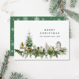 Tarjeta Festiva Elegantes Navidades de acuarela Composición Saludo