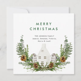 Tarjeta Festiva Elegantes Navidades de acuarela Composición Saludo