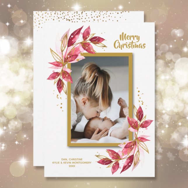 Tarjeta Festiva Elegantes Navidades de acuarela floral Foto (Subido por el creador)