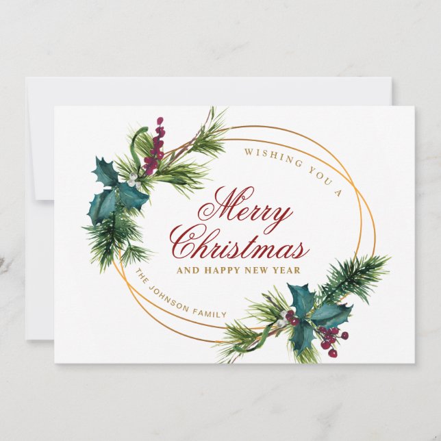 Tarjeta Festiva Elegantes Navidades de acuarela Pine Cone Saludo (Anverso)