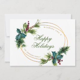 Tarjeta Festiva Elegantes Navidades de acuarela Pine Cone Saludo