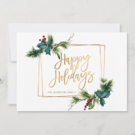 Tarjeta Festiva Elegantes Navidades de acuarela Pine Cone Saludo