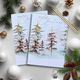 Tarjeta Festiva Elegantes Navidades de acuarela Pine Forest