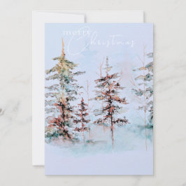 Tarjeta Festiva Elegantes Navidades de acuarela Pine Forest