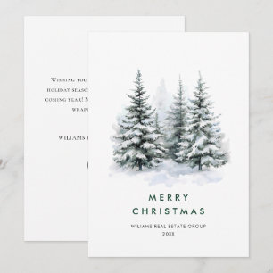 Tarjeta Festiva Elegantes Navidades de acuarela Pine Tree Corporat