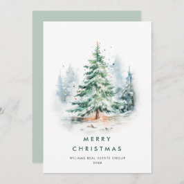 Tarjeta Festiva Elegantes Navidades de acuarela Pine Tree Corporat