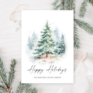 Tarjeta Festiva Elegantes Navidades de acuarela Pine Tree Corporat