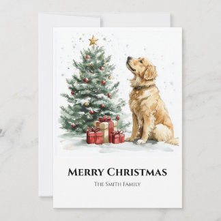 Tarjeta Festiva Elegantes Navidades de acuarela y perro