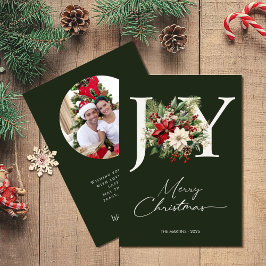Tarjeta Festiva Elegantes Navidades de Alegría Wreath Photo